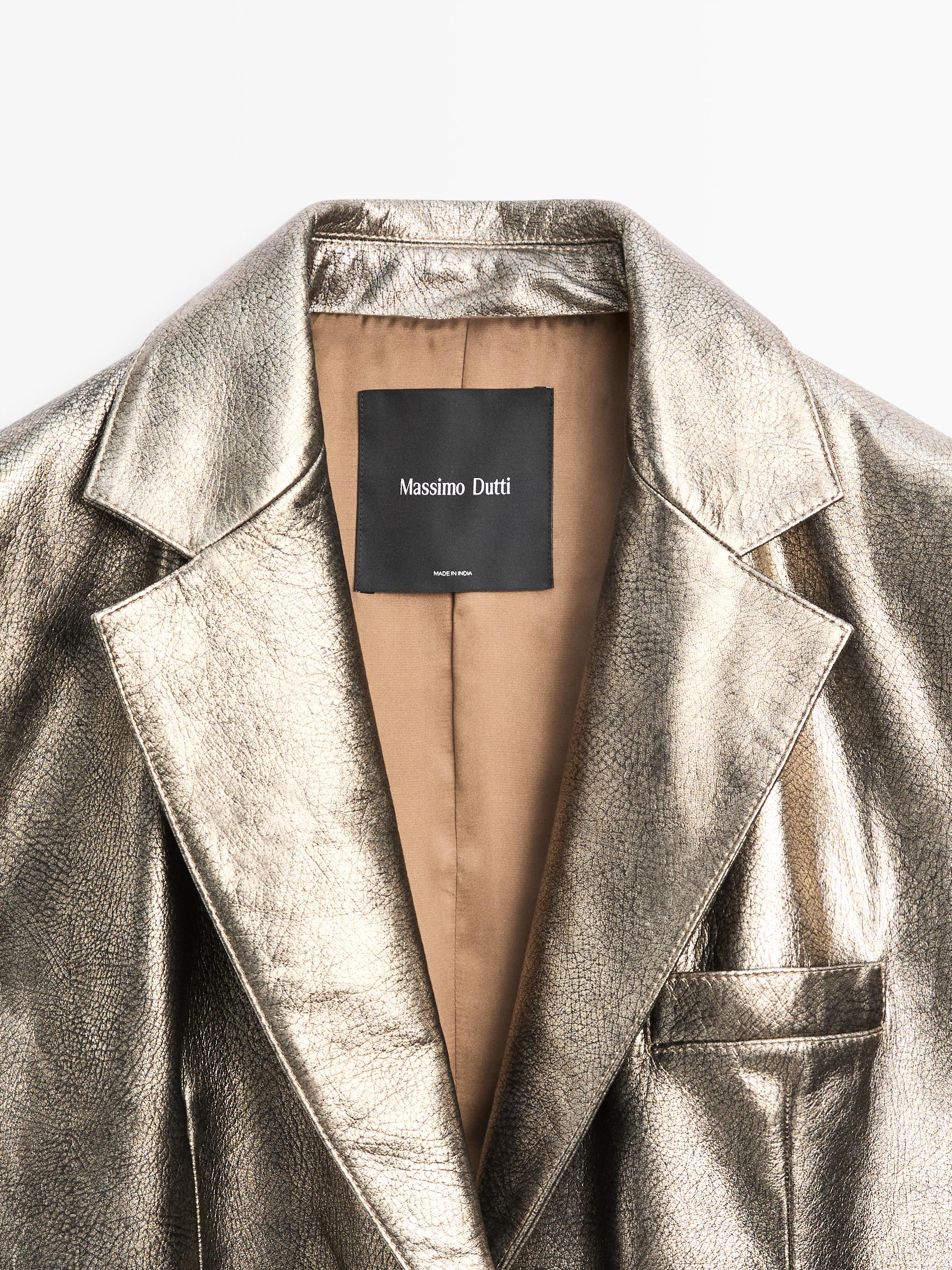 Metallic nappa leather blazer
